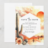 Stilvoll liebevolle Cactus Wedding Save The Date (Vorne/Hinten)