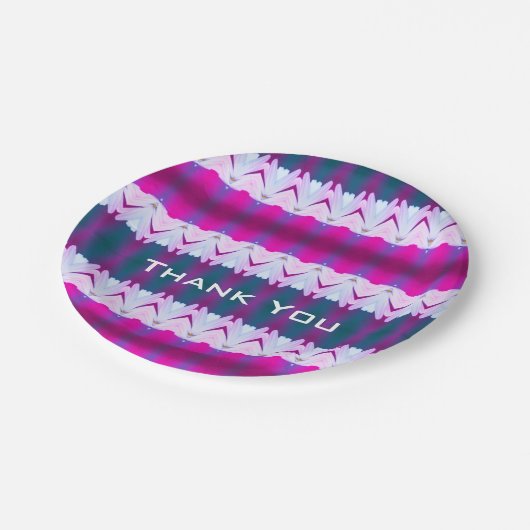 Stilvoll Lila Aquamarin und rosa Gemustert Pappteller (Schrägansicht)