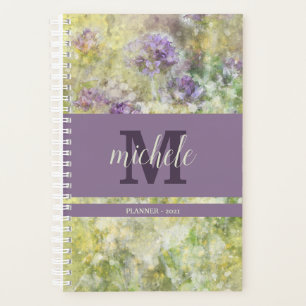 Stilvoll Lila Blumengarten Mit Monogramm Planer