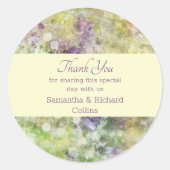 Stilvoll Lila Blumengarten Runder Aufkleber (Vorderseite)