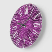 Stilvoll Lila Glitzer Wild Tiger Streifen Muster Große Wanduhr (Winkel)