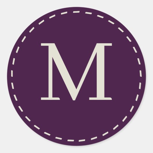 Stilvoll lila mit Monogramm Runder Aufkleber (Vorderseite)