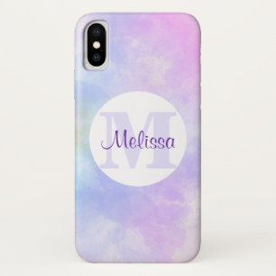 Stilvoll Lila Pink Blue Watercolor Monogram Case-Mate iPhone Hülle