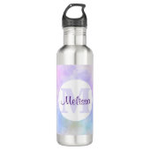 Stilvoll Lila Pink Blue Watercolor Monogram Edelstahlflasche (Vorderseite)
