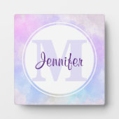 Stilvoll Lila Pink Blue Watercolor Monogram Fotoplatte (Vorderseite)