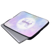 Stilvoll Lila Pink Blue Watercolor Monogram Laptopschutzhülle (Vorne Knopf)