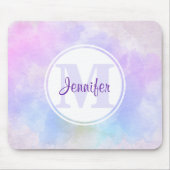 Stilvoll Lila Pink Blue Watercolor Monogram Mousepad (Vorne)