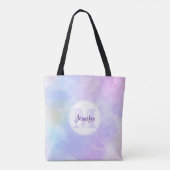 Stilvoll Lila Pink Blue Watercolor Monogram Tasche (Rückseite)
