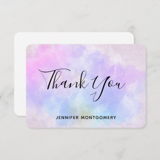 Stilvoll Lila rosa Blau Abstrakte Wasserfarbe Dankeskarte (Vorne/Hinten)