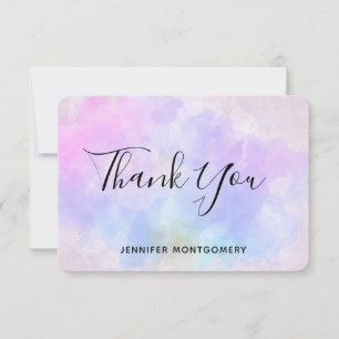 Stilvoll Lila rosa Blau Abstrakte Wasserfarbe Dankeskarte
