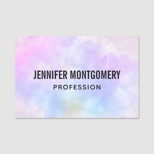 Stilvoll Lila rosa Blau Abstrakte Wasserfarbe Namensschild (Vorderseite)