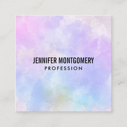 Stilvoll Lila rosa Blau Abstrakte Wasserfarbe Quadratische Visitenkarte (Vorderseite)