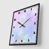 Stilvoll Lila rosa Blau Abstrakte Wasserfarbe Quadratische Wanduhr (Winkel)