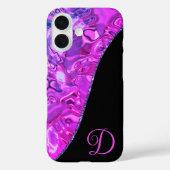 Stilvoll Lila Schwarz-Glitzer Monogram Case-Mate iPhone Hülle (Rückseite)