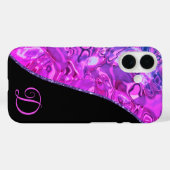 Stilvoll Lila Schwarz-Glitzer Monogram Case-Mate iPhone Hülle (Rückseite (Horizontal))