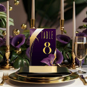 Stilvoll Lila und Gold Calla Lily Tischnummer