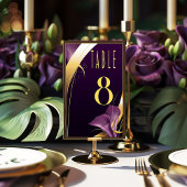 Stilvoll Lila und Gold Calla Lily Tischnummer