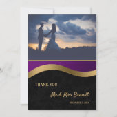 Stilvoll Lila und Gold Dankeskarte (Vorderseite)