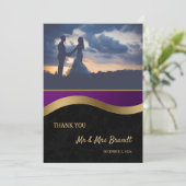 Stilvoll Lila und Gold Dankeskarte (Stehend Vorderseite)