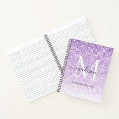 Stilvoll Lila Violet Glitzer Sparkle Monogram Notizblock (Innenseite)