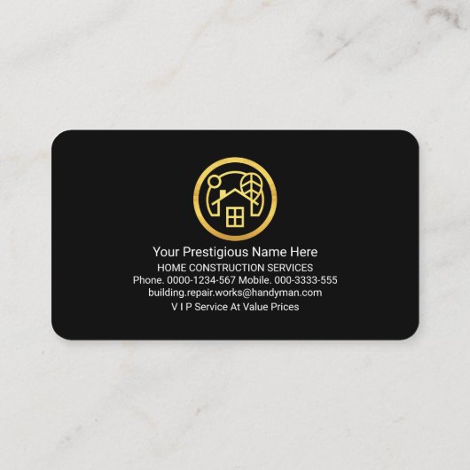 Stilvoll luxuriöser Gold Curve Wave Contractor Visitenkarte (Rückseite)