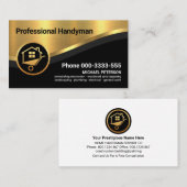 Stilvoll luxuriöser Gold Curve Wave Handyman Visitenkarte (Vorne/Hinten)