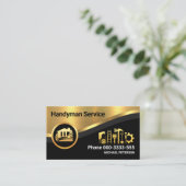 Stilvoll luxuriöser Gold Wave Handyman Visitenkarte (Stehend Vorderseite)