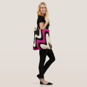 Stilvoll Magenta Beige Black Tasche (Am Model)