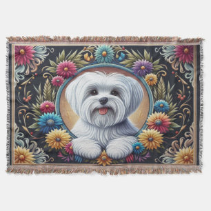 Stilvoll maltesischer Hund floral farbenfrohe Gren Decke