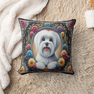 Stilvoll maltesischer Hund floral farbenfrohe Gren Kissen