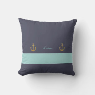 stilvoll marineblau & personalisiert nautisch kissen für draußen