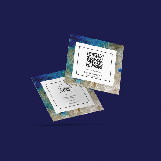 Stilvoll Marmor Abstrakt Modernes Grunge Türkis Quadratische Visitenkarte