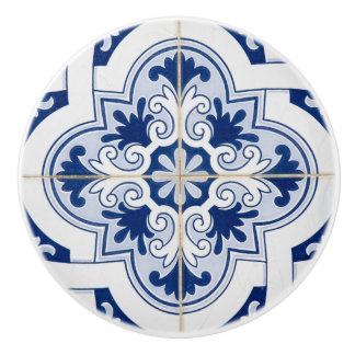 Stilvoll mediterranes Blau & Weiß Tile Keramikknauf