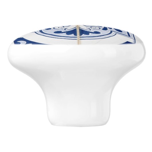 Stilvoll mediterranes Blau & Weiß Tile Keramikknauf (Seitenansicht)