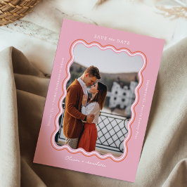 Stilvoll minimaler Retro-Stil Wavy Foto Frame Rosa Save The Date