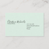 Stilvoll Minimalistisch grün Visitenkarte (Rückseite)