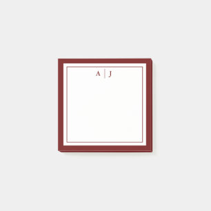 Stilvoll Minimalistisch Maroon Red Two Border Mono Post-it Klebezettel