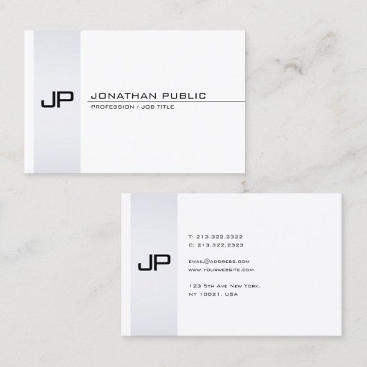 Stilvoll Minimalistisch Monogram Modern Sleek Schl Visitenkarte (Vorne/Hinten)