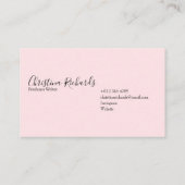 Stilvoll Minimalistisch rosa Visitenkarte (Rückseite)