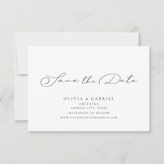 Stilvoll Minimalistischer Eleganter Kalligraphie G Save The Date (Vorderseite)