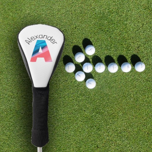 Stilvoll minimalistischer Korallenblauer Buchstabe Golf Headcover