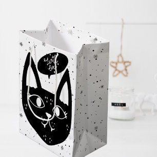 Stilvoll mit Liebe skandinavische Schwarzkatze Mittlere Geschenktüte