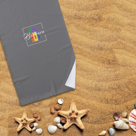 Stilvoll mit Monogramm Anfangsbuchstabe B grau Strandtuch