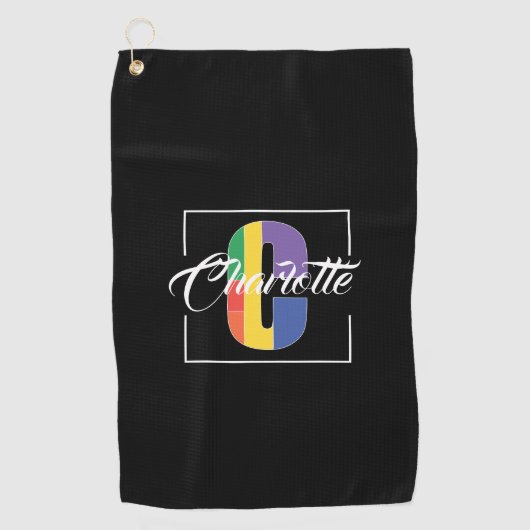 Stilvoll mit Monogramm Anfangsbuchstabe C schwarz Golfhandtuch (Vorderseite)