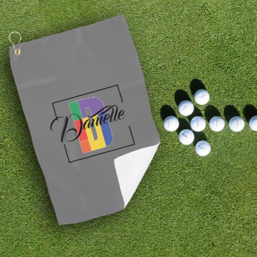 Stilvoll mit Monogramm Anfangsbuchstabe D grau Golfhandtuch