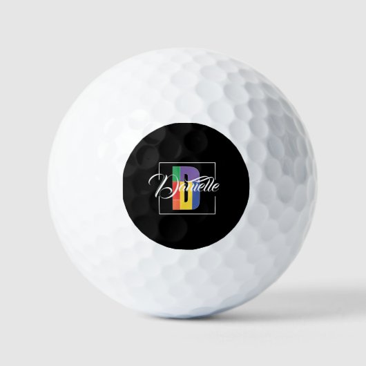 Stilvoll mit Monogramm Anfangsbuchstabe D schwarz Golfball (Vorderseite)