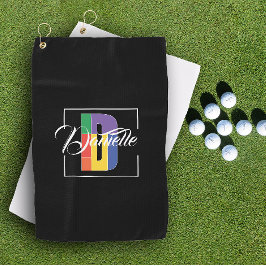 Stilvoll mit Monogramm Anfangsbuchstabe D schwarz Golfhandtuch
