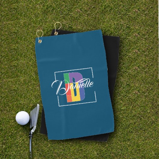 Stilvoll mit Monogramm Anfangsbuchstabe D schwarz Golfhandtuch