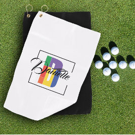 Stilvoll mit Monogramm Anfangsbuchstabe D weiß Golfhandtuch