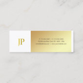 Stilvoll Mit Monogramm Schlichter White and Gold L Mini Visitenkarte (Rückseite)